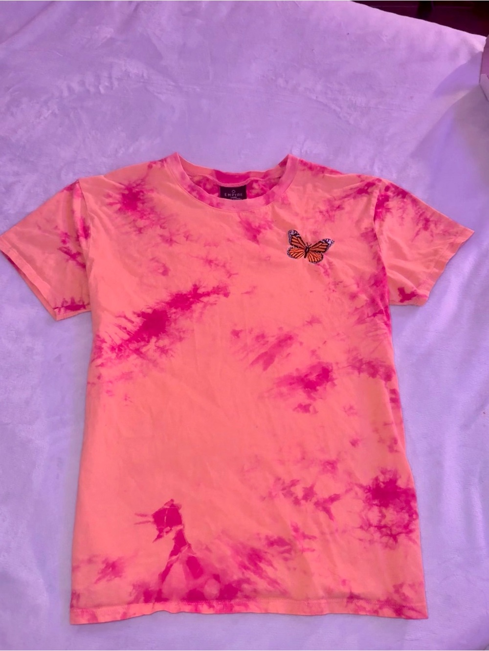 Orange Tie-Dye skeleton Butterfly Tee
